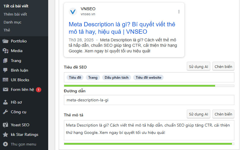 Cách thêm meta description trong wordpress